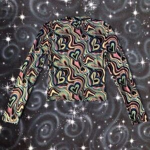 rainbow psychedelic hearts long sleeve top